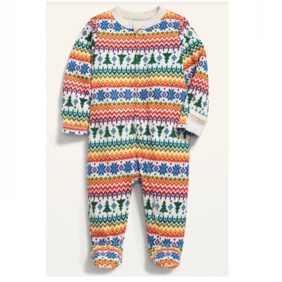 Festive Fair Isle Footed Onesie - Picture 1 of 6